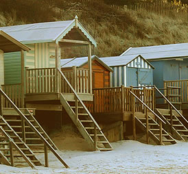 Traditional beach huts on the north Norfolk coast